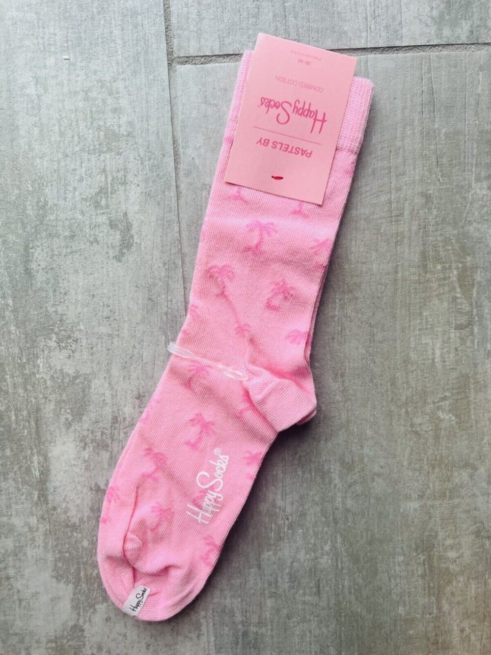 Pastels by Happy Socks Womens Palm Tree Socks Pink Cotton 36-40 US M 4.5-7.5 NEW
